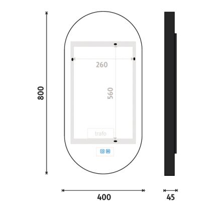 NIMCO ZPC 32002LVX-90 - LED kopalniško ogledalo z osvetlitvijo in možnostjo zatemnitve LED/25W/230V 3000-6500K 80x40 cm mat črna IP44