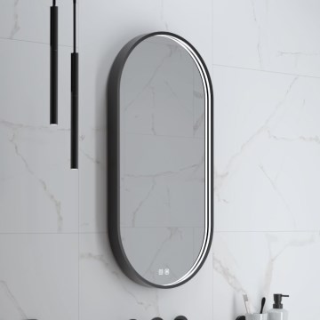 NIMCO ZPC 32002LVX-90 - LED kopalniško ogledalo z osvetlitvijo in možnostjo zatemnitve LED/25W/230V 3000-6500K 80x40 cm mat črna IP44