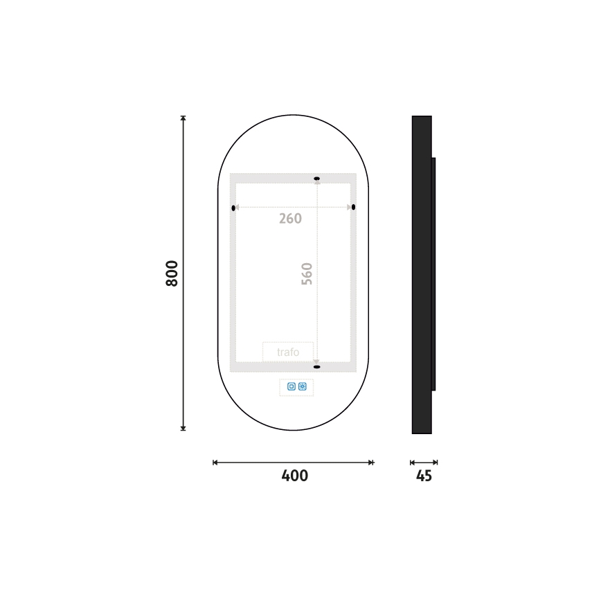 NIMCO ZPC 32002LVX-90 - LED Kopalniško zatemnitveno osvetljeno ogledalo LED/25W/230V 3000-6500K 80x40 cm mat črna  IP44