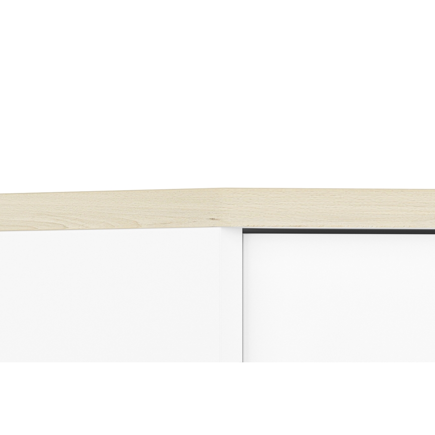 Nočna omarica BUBO 58x69 cm bela/svetla bukev