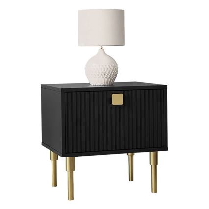 Nočna omarica DORSET 50x50 cm črna/zlata