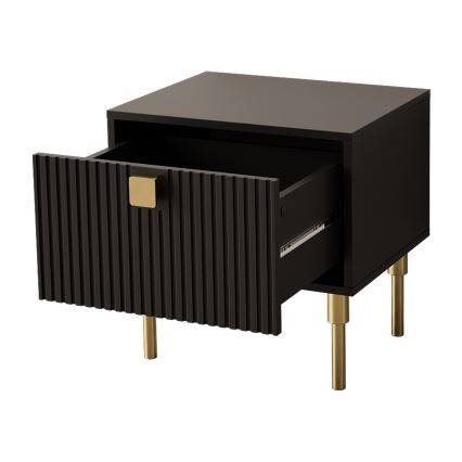 Nočna omarica DORSET 50x50 cm črna/zlata