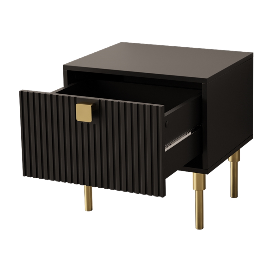 Nočna omarica DORSET 50x50 cm črna/zlata