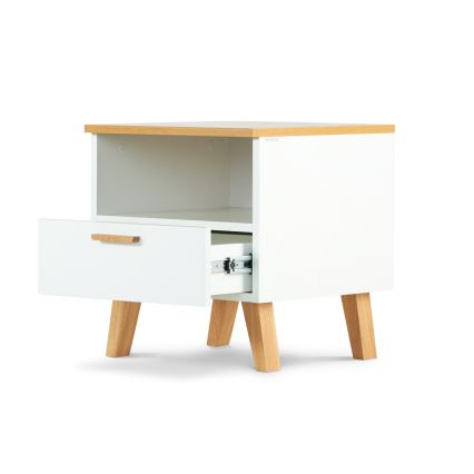 Nočna omarica FRISK 50x48 cm bela/naravni hrast