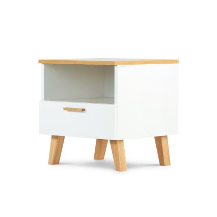 Nočna omarica FRISK 50x48 cm bela/naravni hrast