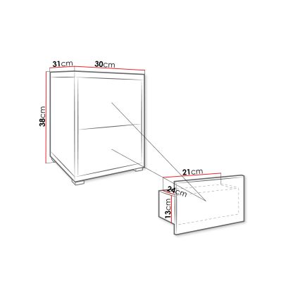 Nočna omarica GESITA 38x30 cm bela