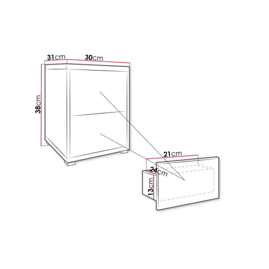 Nočna omarica GESITA 38x30 cm bela