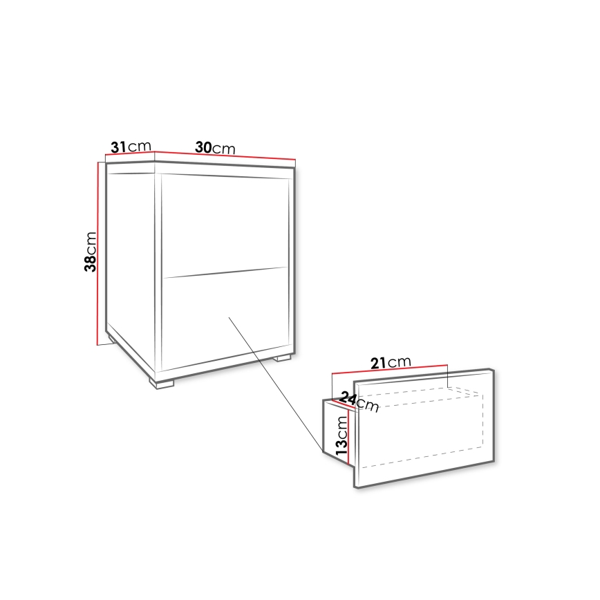 Nočna omarica GESITA 38x30 cm kašmir