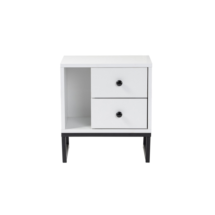 Nočna omarica GLIMMER 50x45,2 cm bela/črna