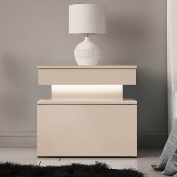 Nočna omarica GLOSSA z LED osvetlitvijo, 51x55 cm, bežna