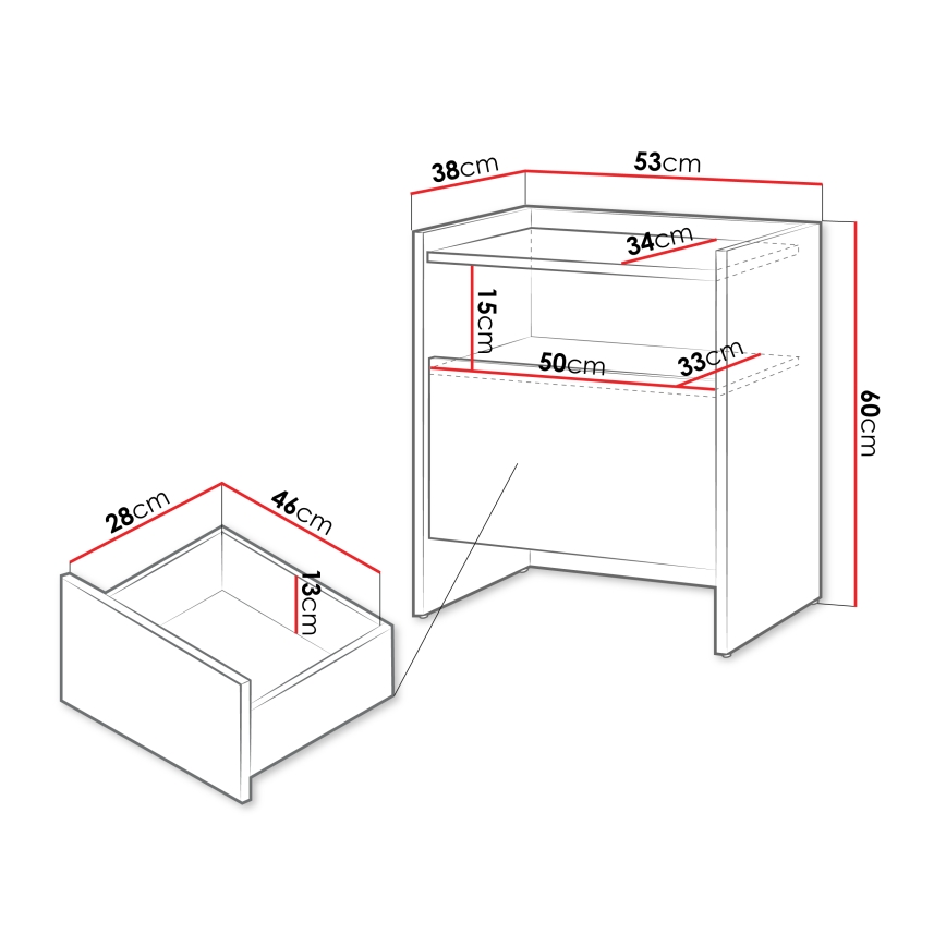 Nočna omarica JAPANDI 60x53 cm hrast Cremona