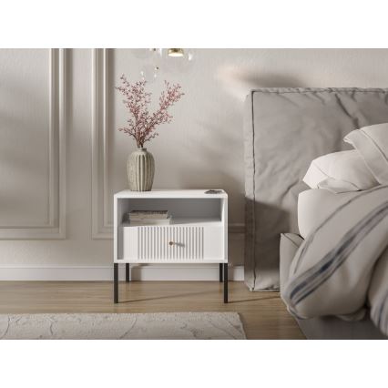 Nočna omarica LUE bela/črna