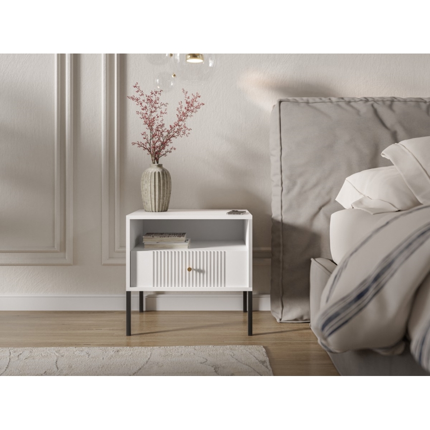 Nočna omarica LUE bela/črna