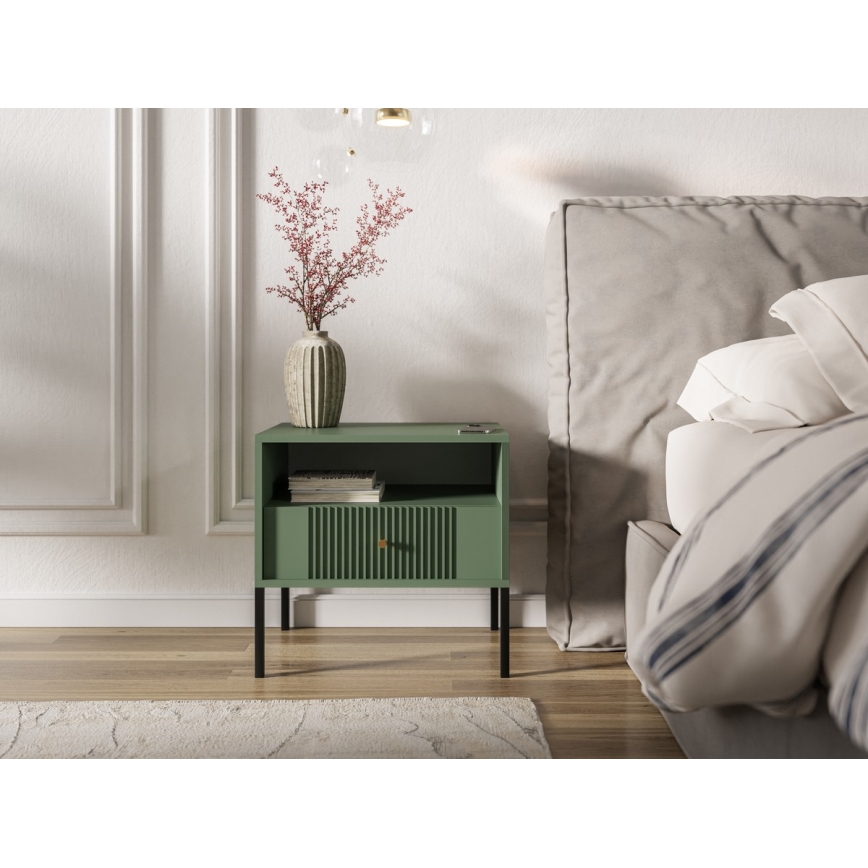 Nočna omarica LUE zelena/črna