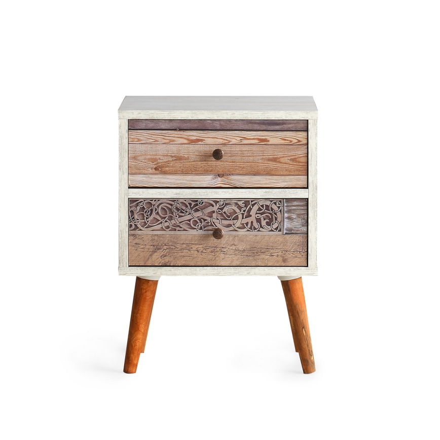 Nočna omarica MALMO 55x40 cm bela/rjava