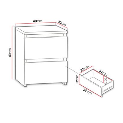 Nočna omarica MALWA 40x40 cm hrast sonoma