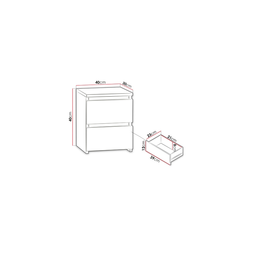 Nočna omarica MALWA 40x40 cm hrast sonoma
