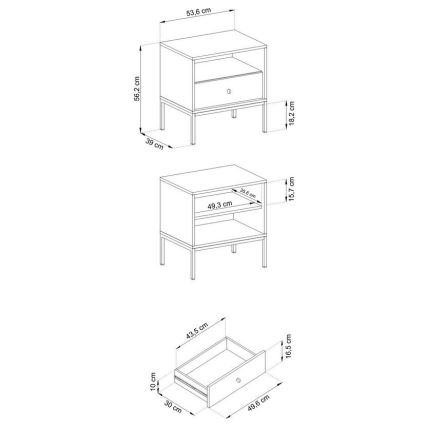 Nočna omarica MONO 56x54 cm modra