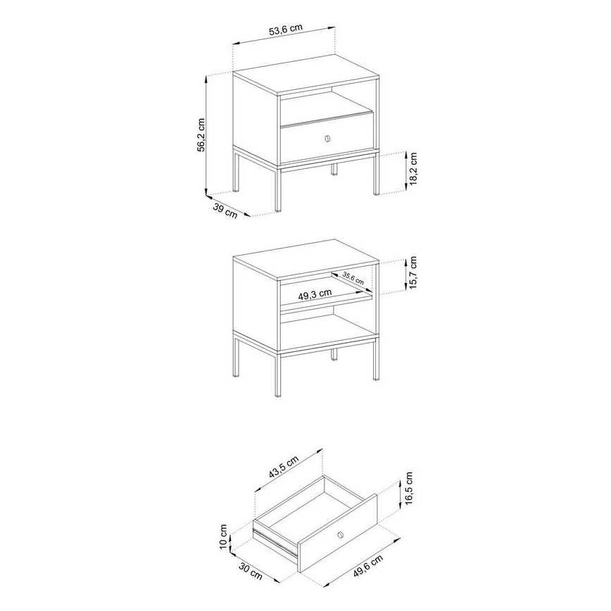Nočna omarica MONO 56x54 cm modra