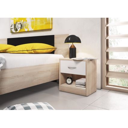 Nočna omarica NED hrast sonoma/bela