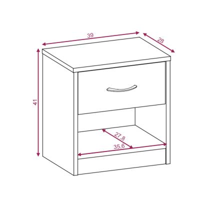 Nočna omarica NED hrast sonoma/bela