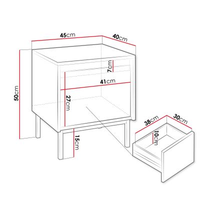 Nočna omarica OZMI 50x45 cm črna