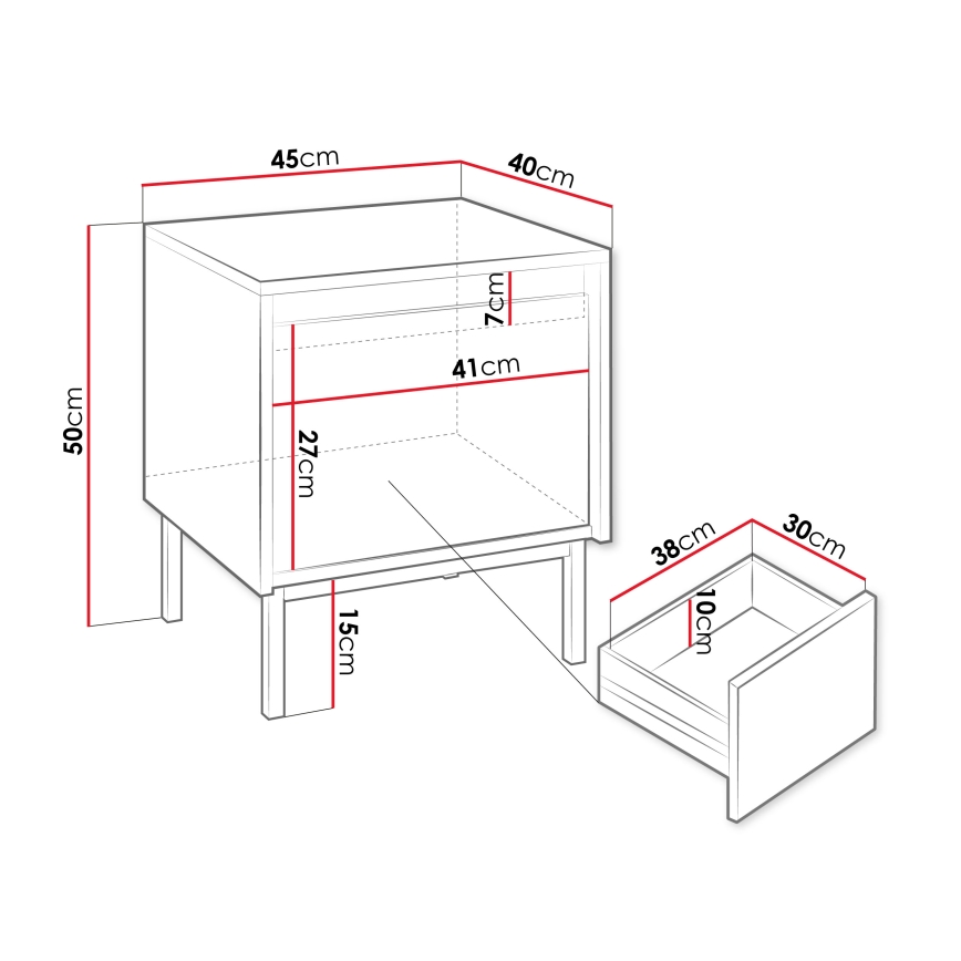 Nočna omarica OZMI 50x45 cm črna