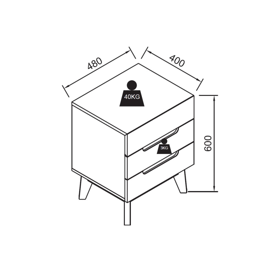 Nočna omarica SINIRA bela