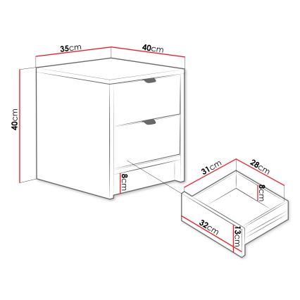 Nočna omarica TIRENO 40x35 cm bela
