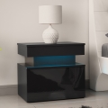 Nočna omarica z LED osvetlitvijo GLOSSA 55x51 cm črna/visok sijaj