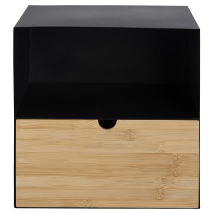 Nočna omarica z stenski mounting option BEKIM črna/bambus