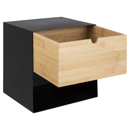 Nočna omarica z stenski mounting option BEKIM črna/bambus