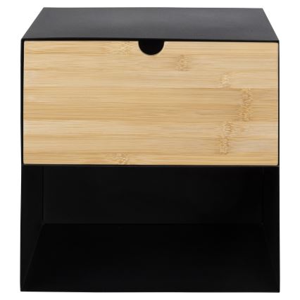 Nočna omarica z stenski mounting option BEKIM črna/bambus