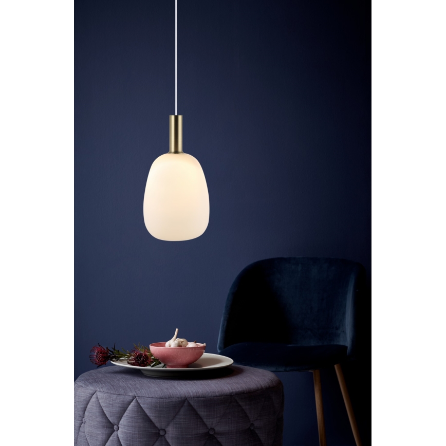 Nordlux - Lestenec na vrvici ALTON 1xE27/60W/230V bela/črna/medenina