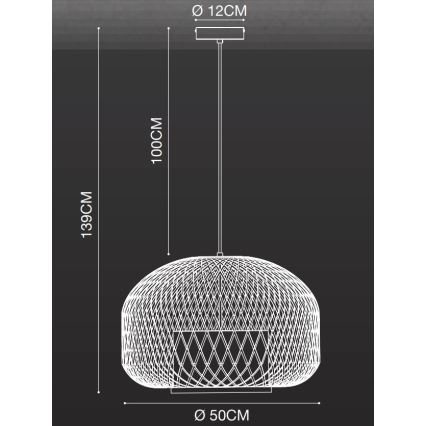 Nordlux - Lestenec na vrvici HISOKA 1xE27/40W/230V črna/bambus