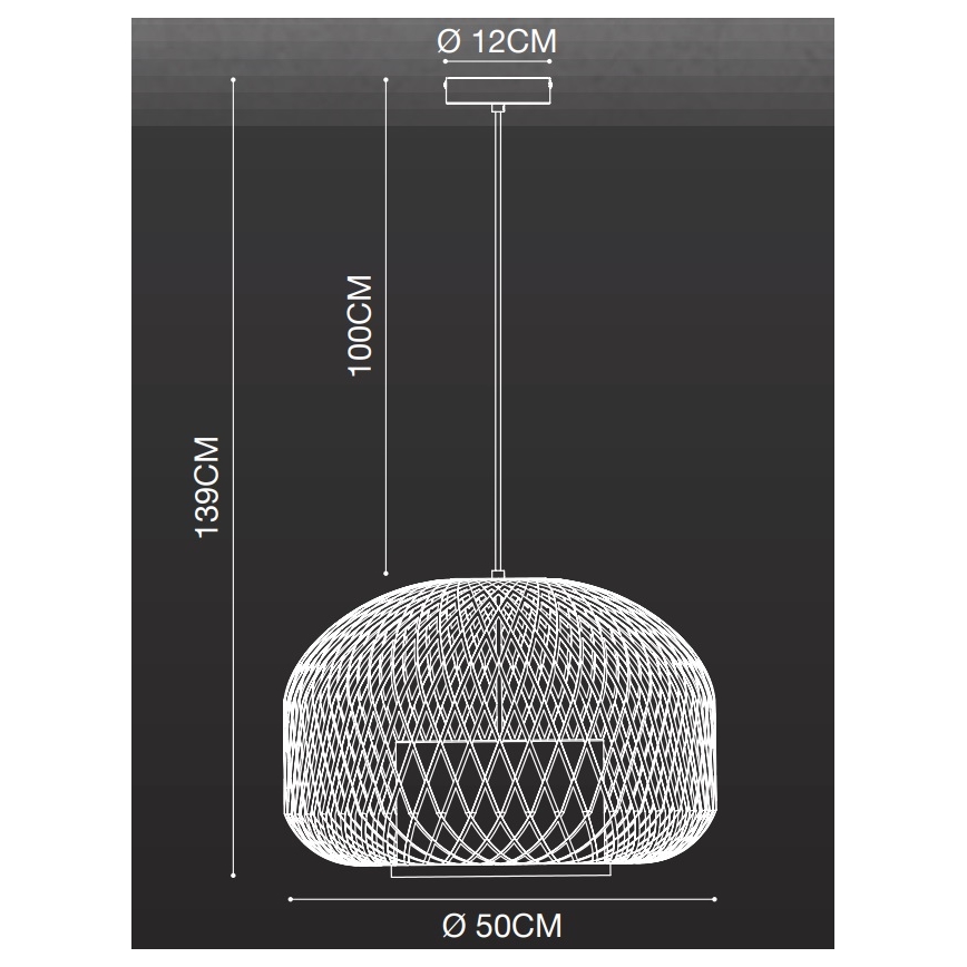 Nordlux - Lestenec na vrvici HISOKA 1xE27/40W/230V črna/bambus