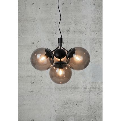 Nordlux - Lestenec na vrvici IVONA 4xE27/28W/230V črna