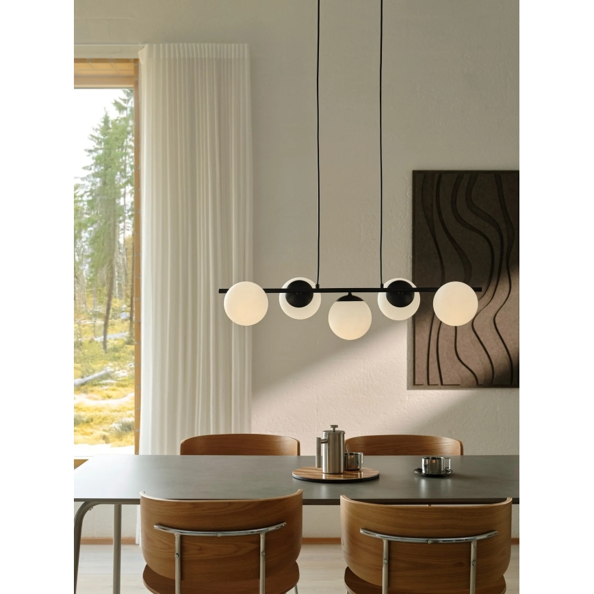 Nordlux - Lestenec na vrvici LILLY 5xE14/10W/230V črna