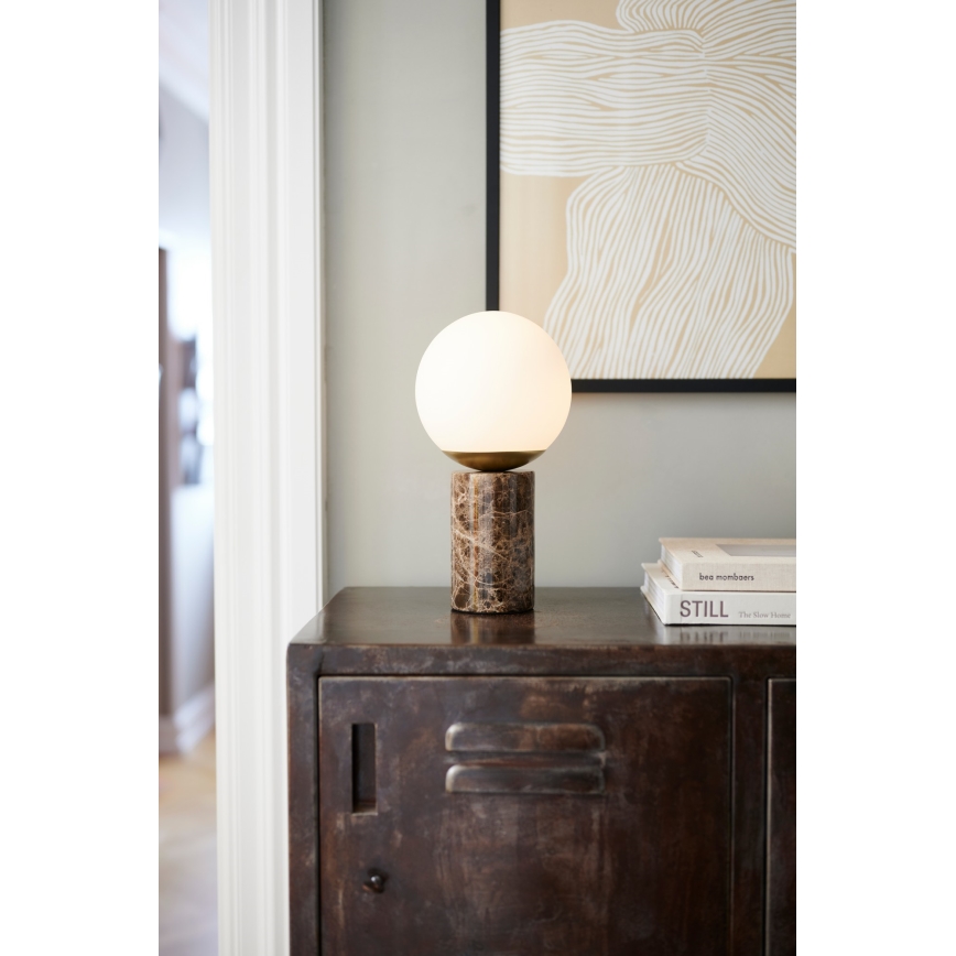 Nordlux - Namizna svetilka LILLY 1xE14/25W/230V marmor/rjava