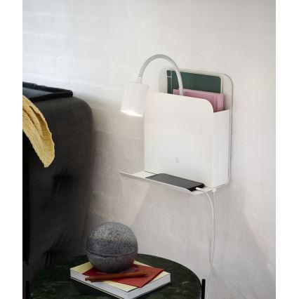 Nordlux - Stenski reflektor s polica in USB ROOMI 1xGU10/8W/230V bela