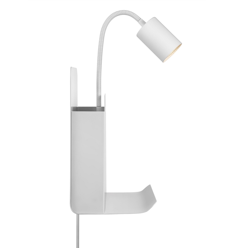 Nordlux - Stenski reflektor s polica in USB ROOMI 1xGU10/8W/230V bela