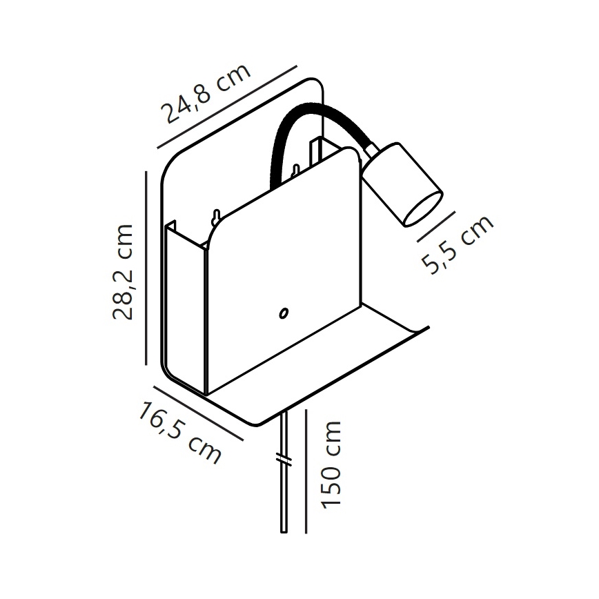 Nordlux - Stenski reflektor s polica in USB ROOMI 1xGU10/8W/230V bela