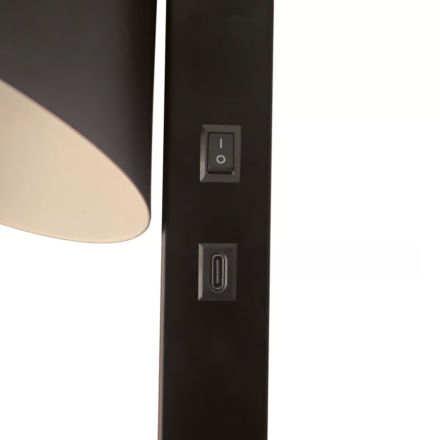 Nordlux - Stenska svetilka z USB WILMER 1xE14/40W/230V črna