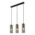 Nordlux - Viseča svetilka MIELLA na vrvici 3xE27/25W/230V črna/dimno steklo