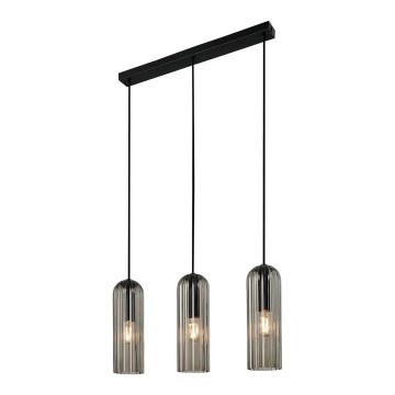 Nordlux - Viseča svetilka MIELLA na vrvici 3xE27/25W/230V črna/dimno steklo