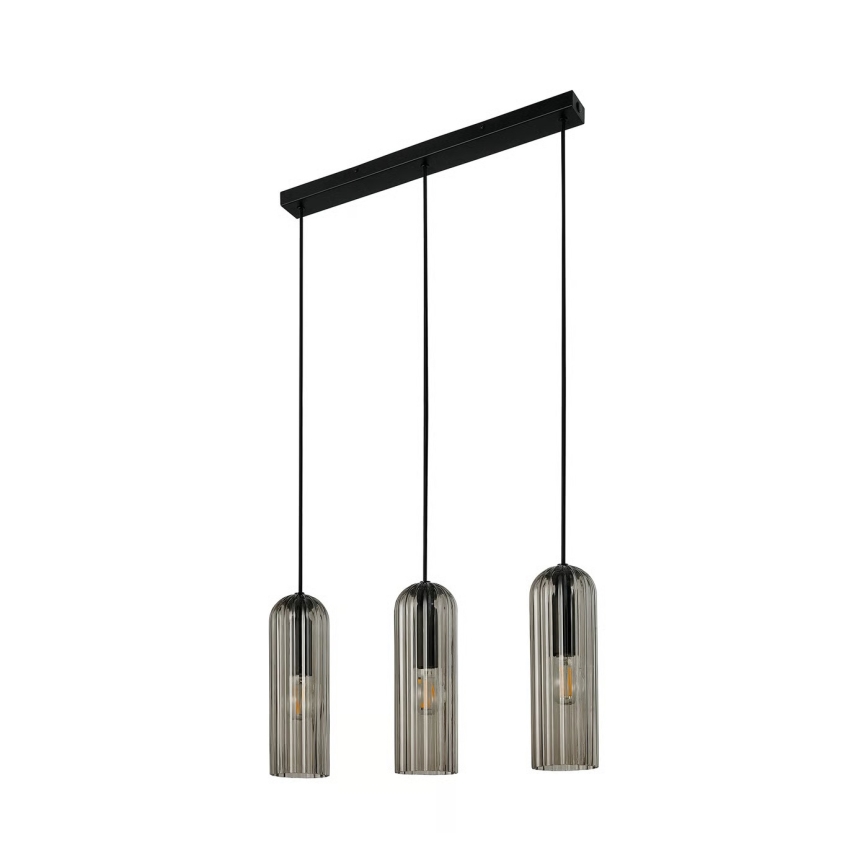 Nordlux - Viseča svetilka MIELLA na vrvici 3xE27/25W/230V črna/dimno steklo
