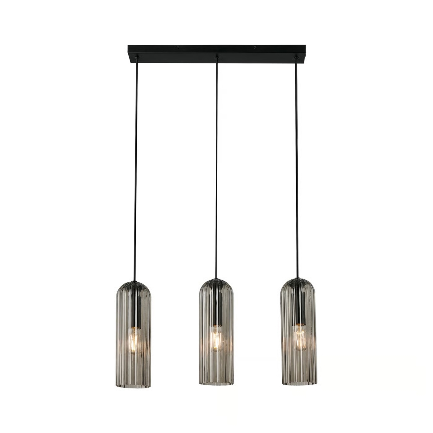 Nordlux - Viseča svetilka MIELLA na vrvici 3xE27/25W/230V črna/dimno steklo