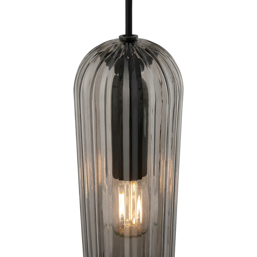 Nordlux - Viseča svetilka MIELLA na vrvici 3xE27/25W/230V črna/dimno steklo