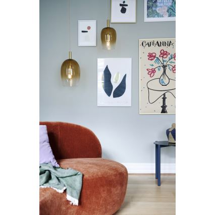 Nordlux - Viseča svetilka na vrvici UMA 1xE27/40W/230V premer 23 cm rjava/dimljena