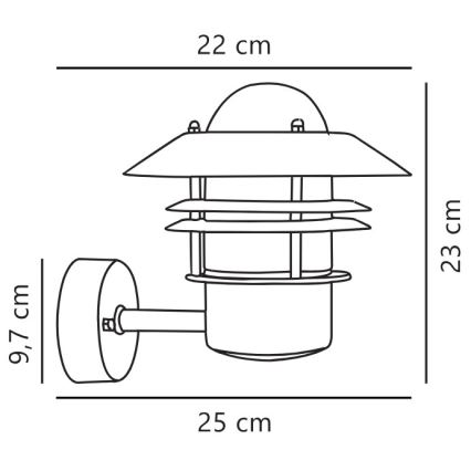 Nordlux - Zunanja stenska svetilka BLOKHUS 1xE27/60W/230V IP54 baker